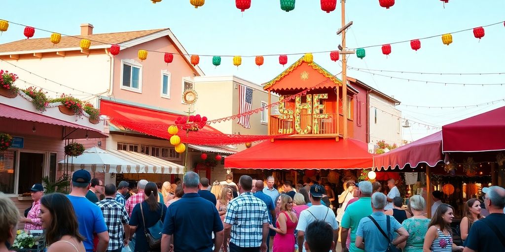 Événement local animé attirant des visiteurs saisonniers.
