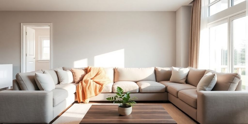 Cozy living room with large sectional sofa