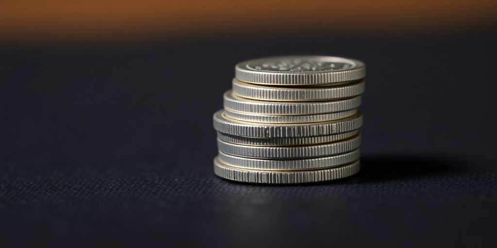 Petites pièces d'argent empilées