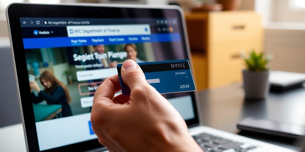 Laptop with NYC website, credit card