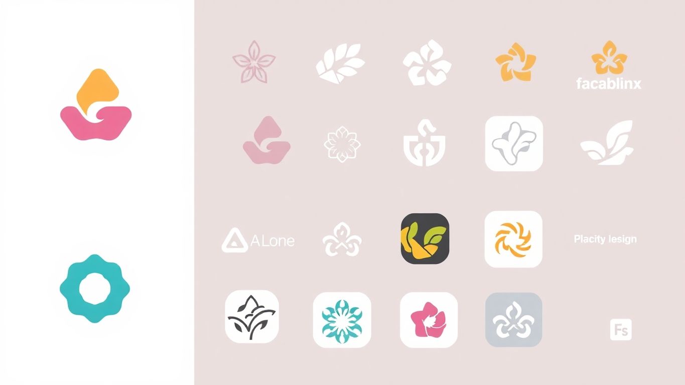 Moderne logoer i myke farger og enkle former.