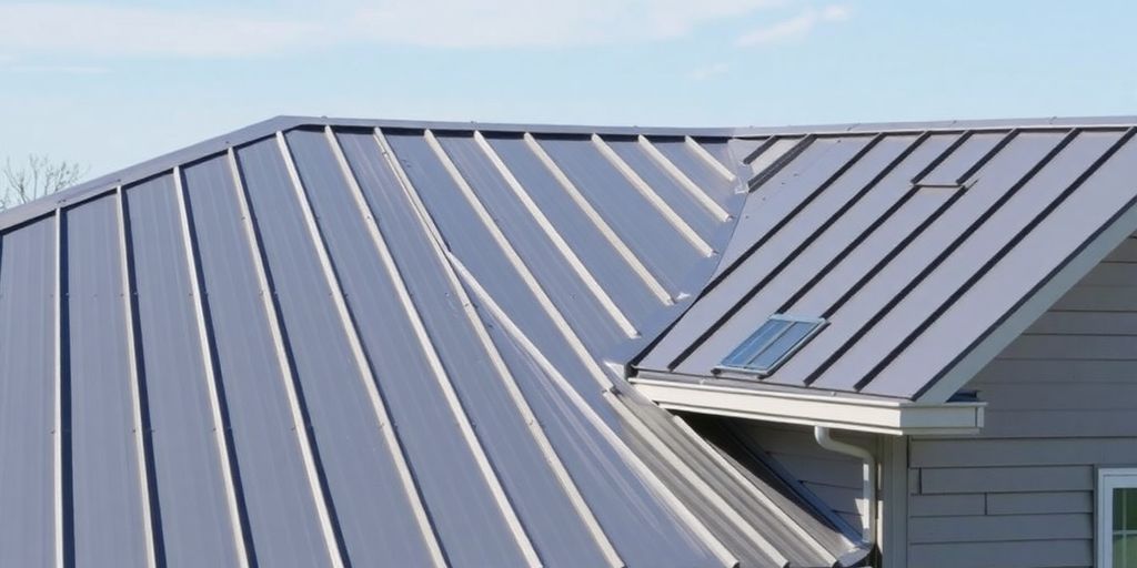 Modern standing seam metal roof on a Canadian home.