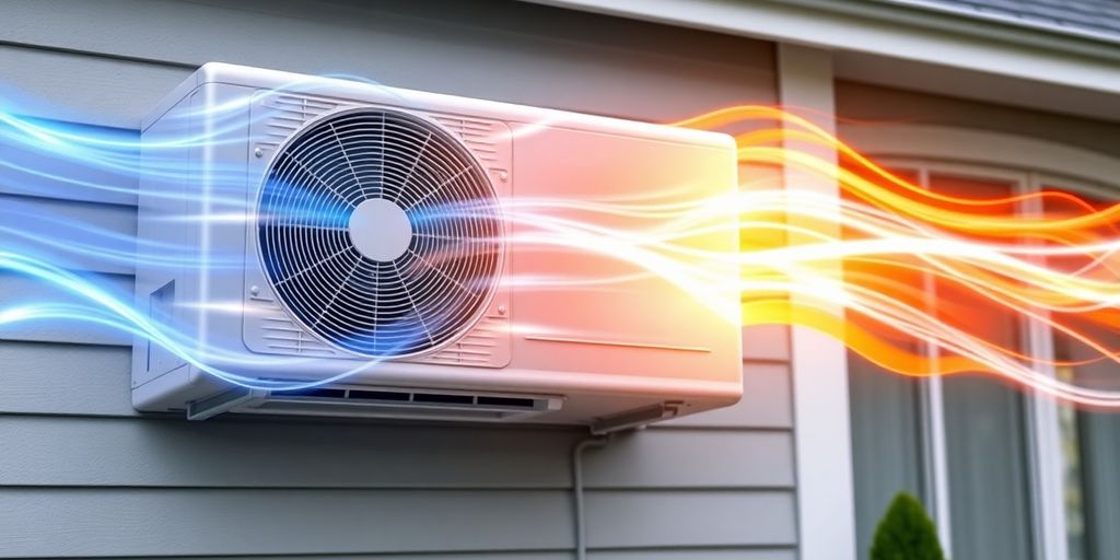 Une maison avec des symboles de chaleur et de froid.