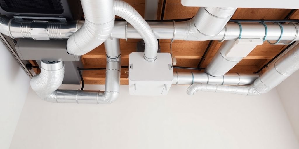 Split HVAC system with two zones.