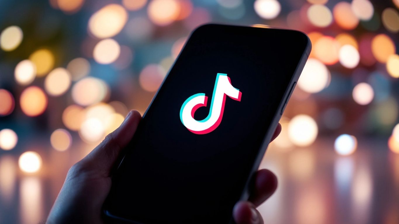 Smartphone with TikTok logo and automation icons.