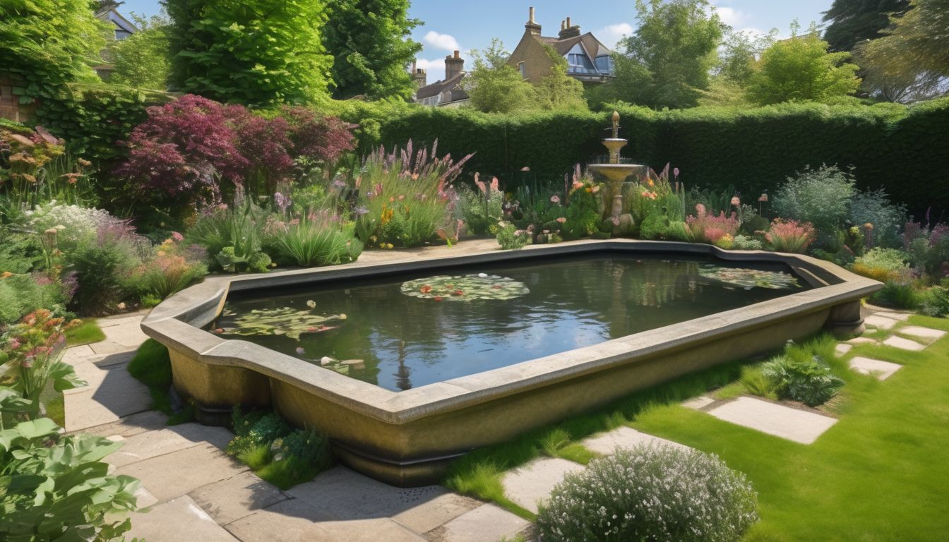 London garden pond fountain