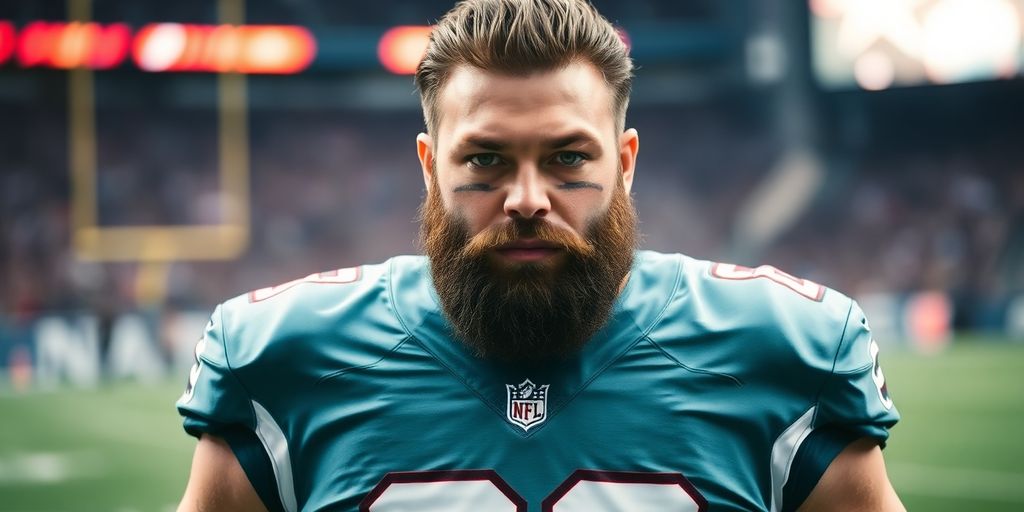 Jason Kelce in action on the football field.