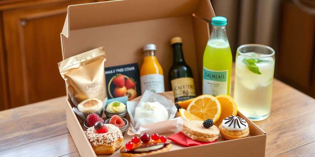 Snack Box วางอยู่บนโต๊ะไม้