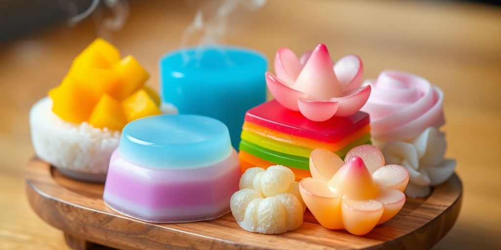 ขนมไทยหลากหลายสีสันน่ารับประทาน