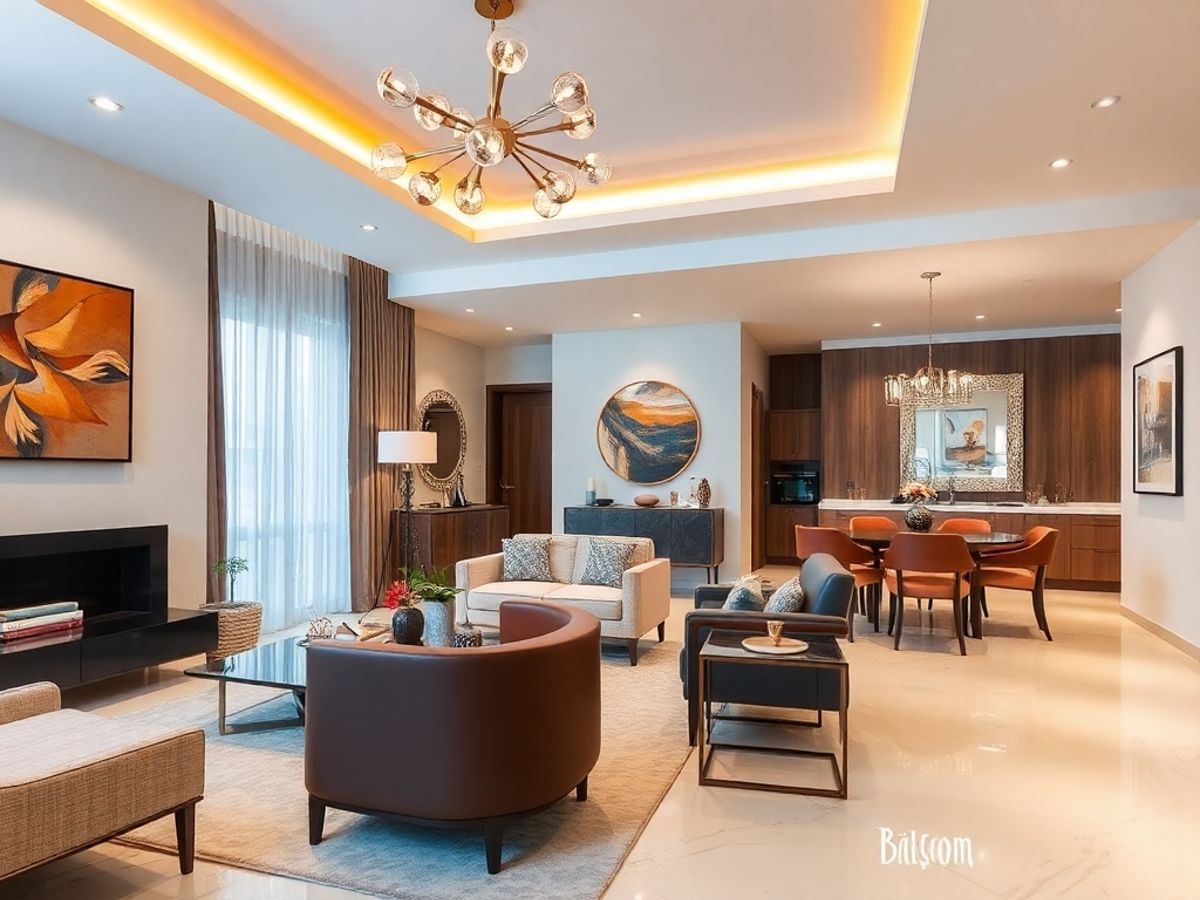 עיצוב פנים מודרני עם ריהוט ודקורציה אלגנטיים