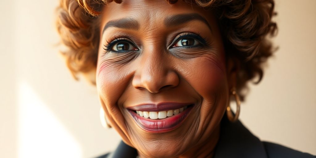 Cissy Houston smiling warmly in a soft-focus portrait.
