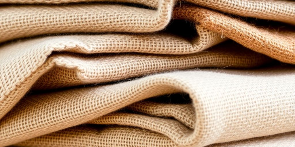 Woven fabric swatch stack.