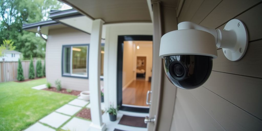 Home with security camera at front door