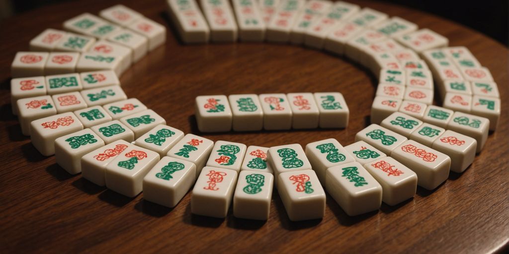 Mahjong wind tiles arranged in a semi-circle.