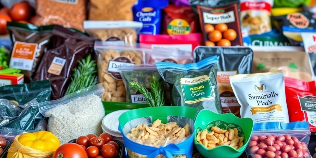 Vibrant assortment of global food products.