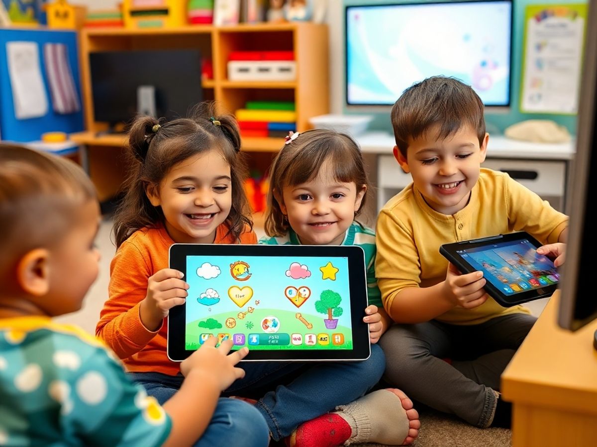 Copii jucându-se jocuri educative online.