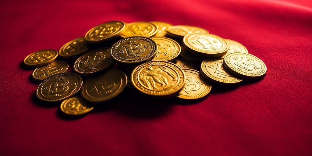 Pièces d'or anciennes sur un fond en velours.