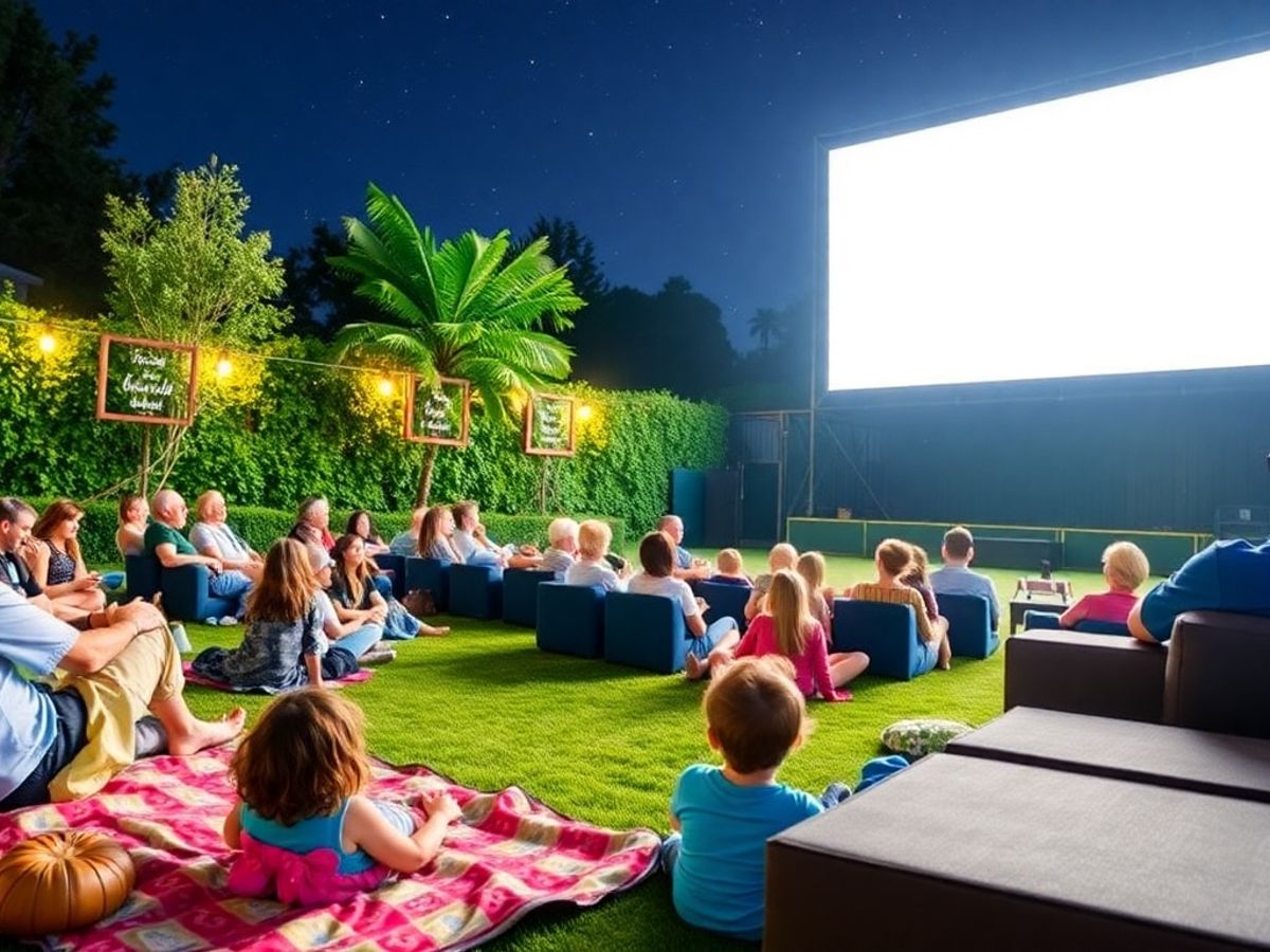 Families enjoying a movie night at Bowen Summergarden Cinemas.