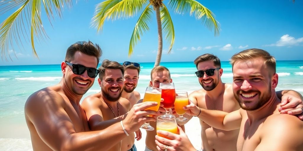 Beach party with friends in Cabo.