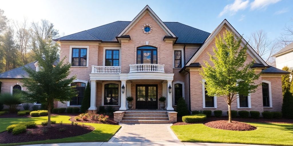 Beautiful custom home exterior in Druid Hills.
