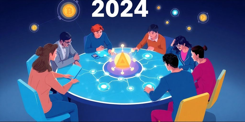 Diverse individuals collaborating in a futuristic digital environment.