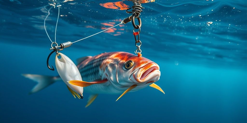 Snapper rig with bait in Port Phillip Bay water.