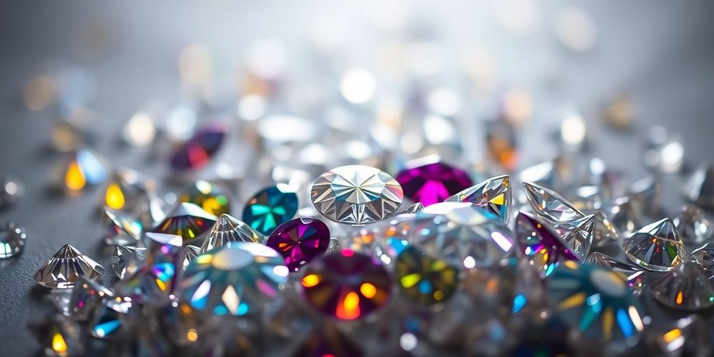 Sparkling diamond painting diamonds close-up