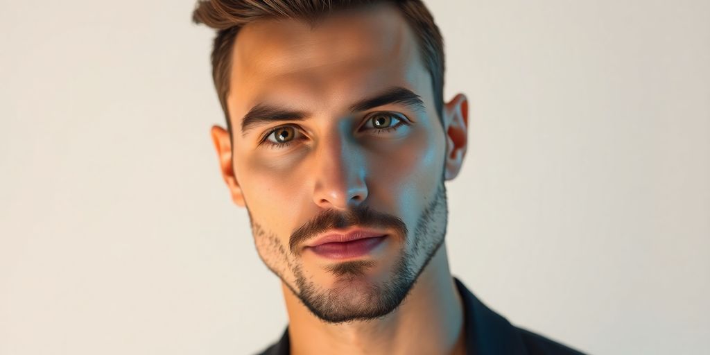 Stylish man with a goatee in soft lighting.