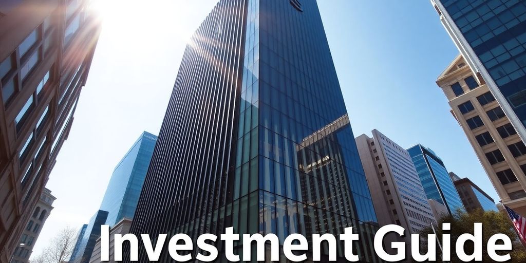 Modern financial building with sunlight