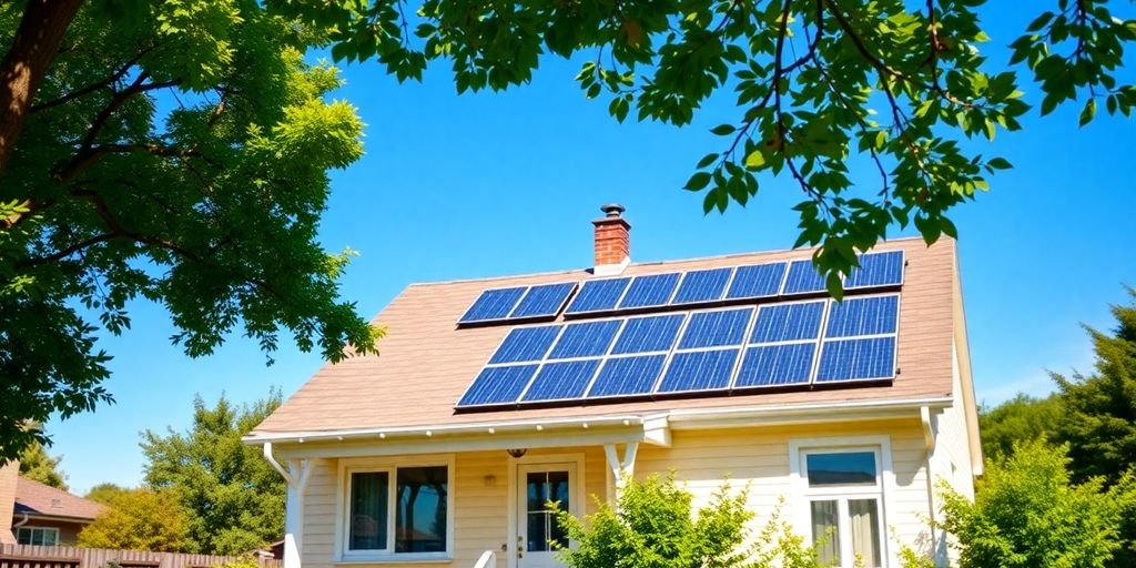 Panneaux solaires sur toit de maison