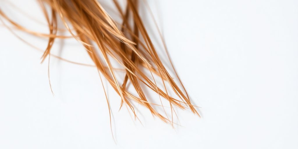 Hair strands falling onto a white surface.