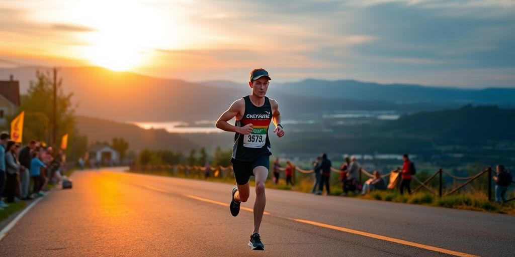 Runner on a scenic route during a half marathon.