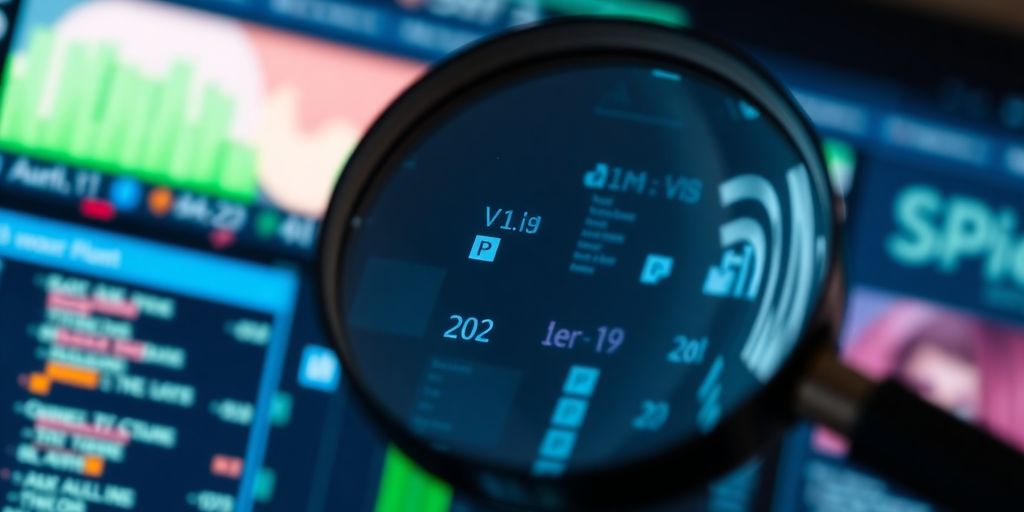 Magnifying glass over website elements.