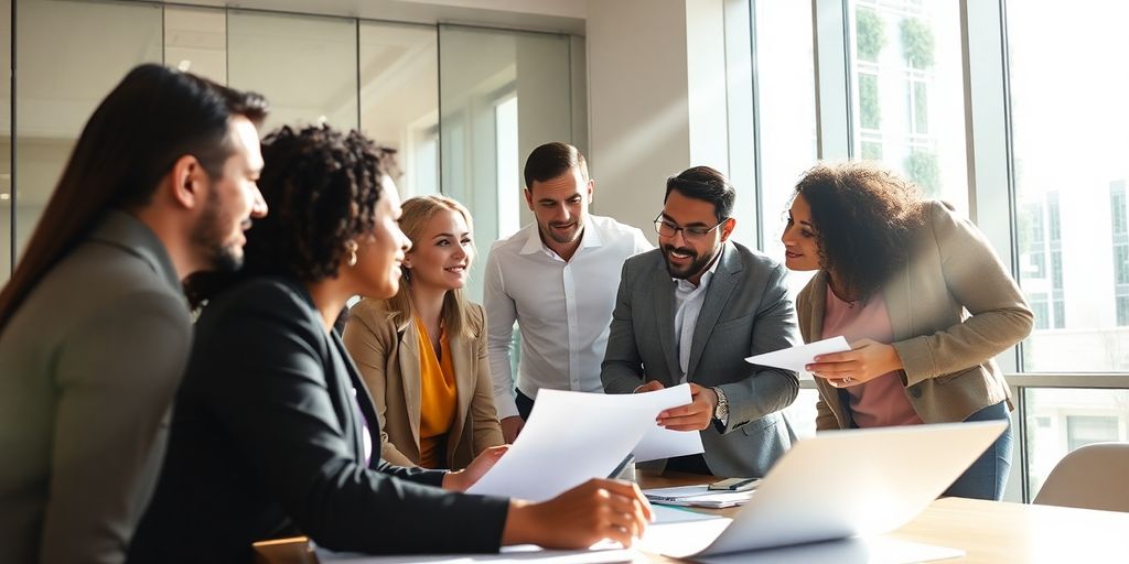 Lead generation strategies. Business professionals collaborating on growth strategies.