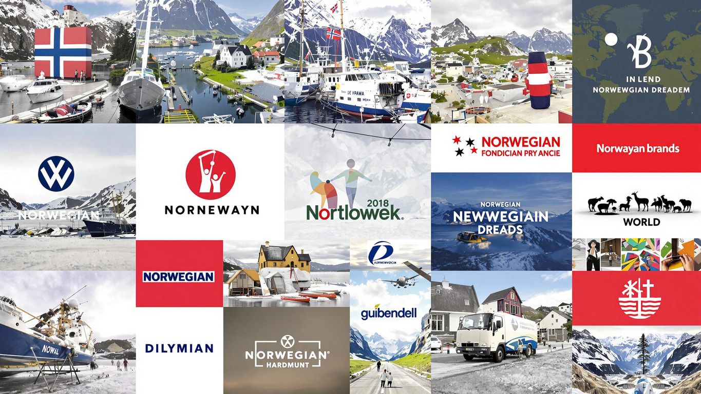 Kollasj av kjente norske merkevarer og produkter.