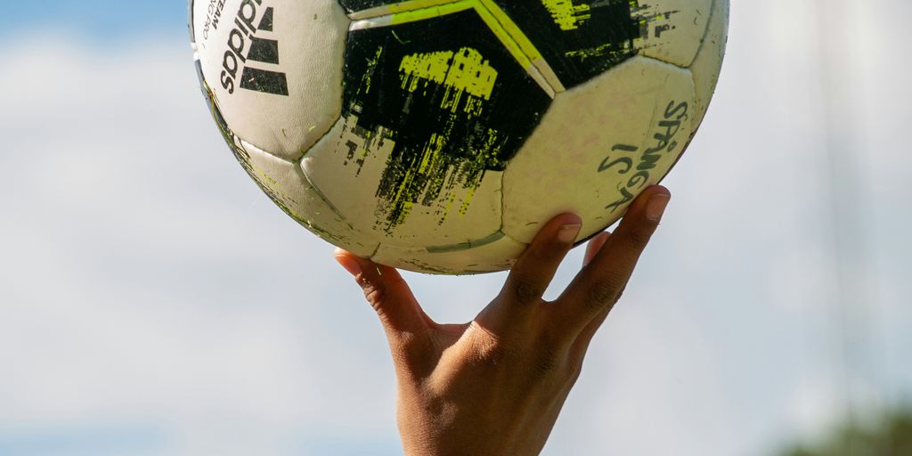a hand holding a yellow and black ball