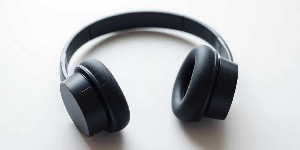 Moderne Funkkopfhörer auf hellem Hintergrund.