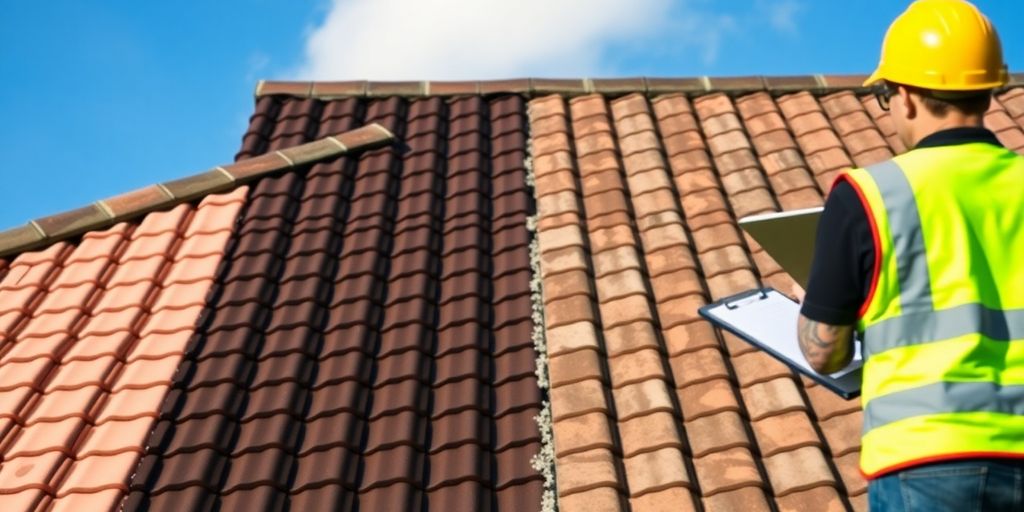 Huis met nieuw dak en bouwinspecteur