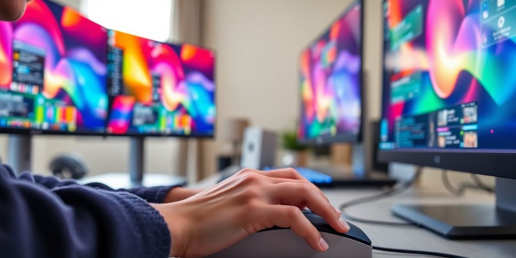 Person actively trading online, focused on multiple screens.