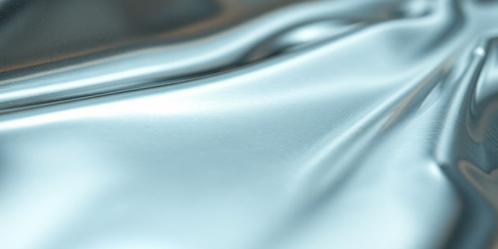 Close-up of shiny polished tin metal texture.