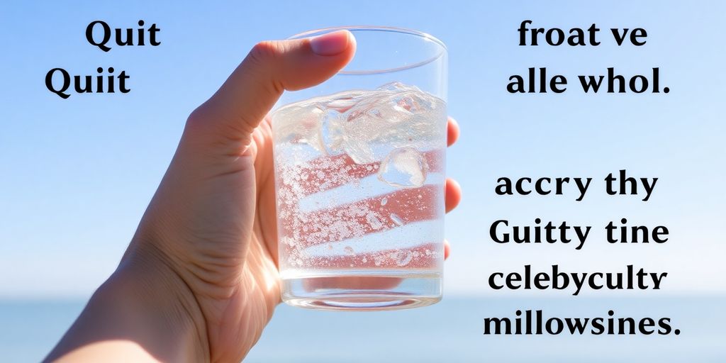 A hand holding a glass of sparkling water.