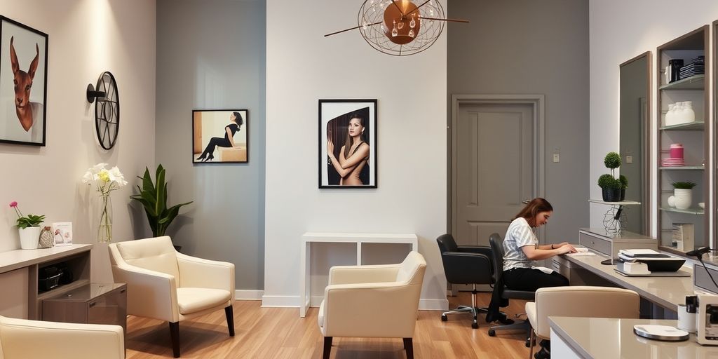 Nail technician working in a stylish salon