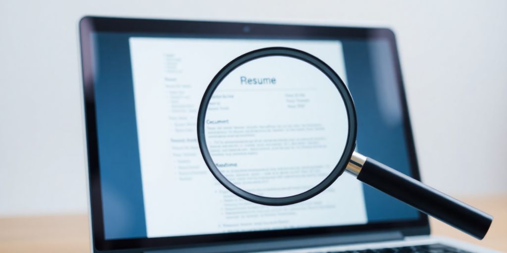 Laptop screen displaying a resume being scanned.