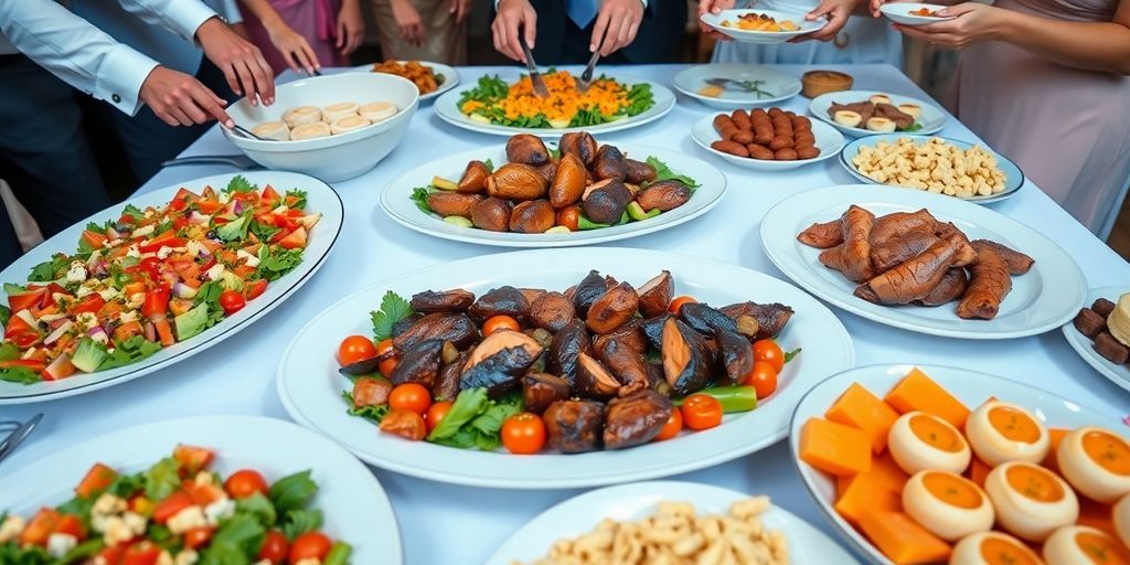 อาหารจัดเลี้ยงงานแต่งหรูหรา