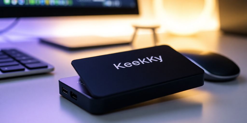 Sleek KeepKey cold wallet on a minimalist desk.