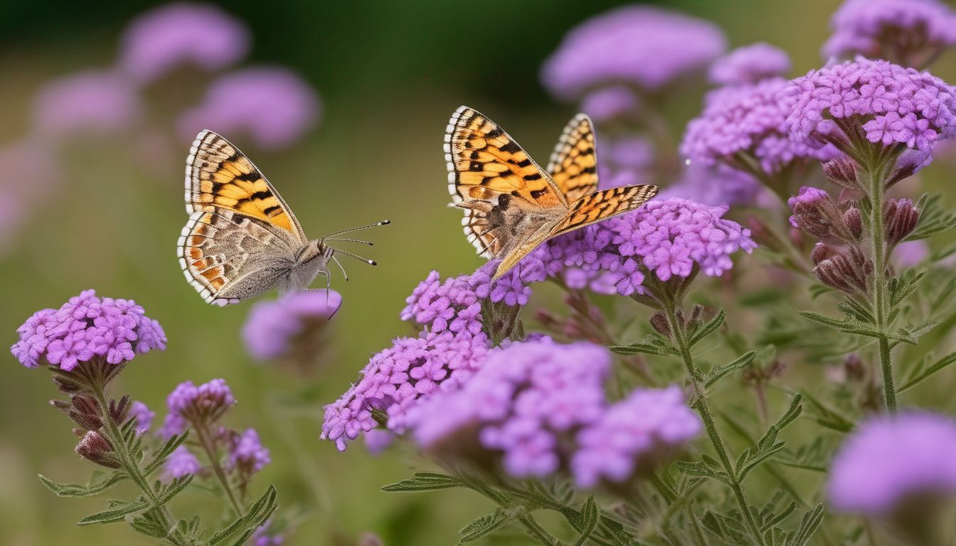 Verbena bonariensis flowers in a UK garden with butterflies