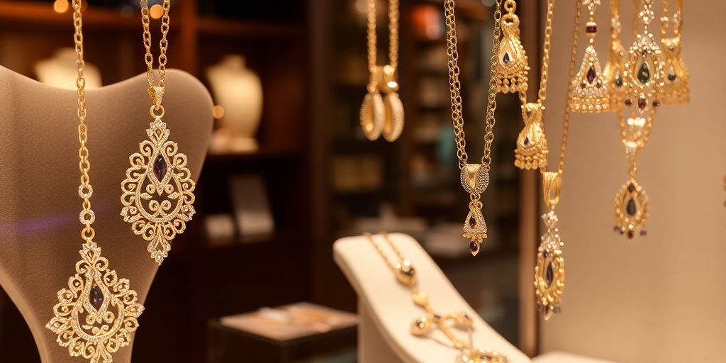 Bijoux élégants dans une boutique spécialisée.