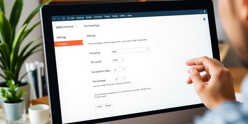 Computer screen displaying WooCommerce tax exemption settings.