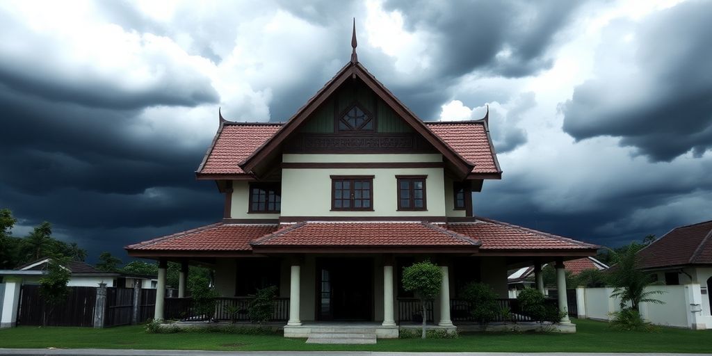 Thai property with a shadowy figure behind it.