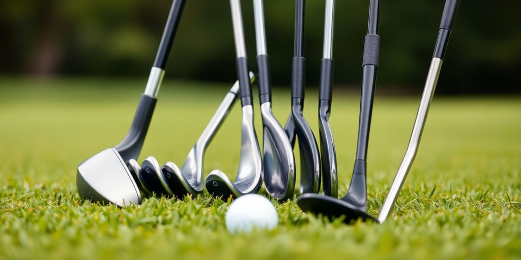 Premium golf club set with driver, irons, and putter.